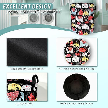 Colorful Elephant Laundry Basket Foldable