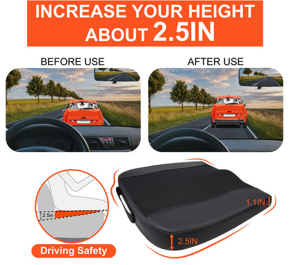 Lofty Aim Car Seat Cushion, Comfort Memory Foam Car Cushions for Driving - Sciatica & Lower Back Pain Relief, Driver Seat Pillow for Auto, Office Chair, Wheelchair - Black