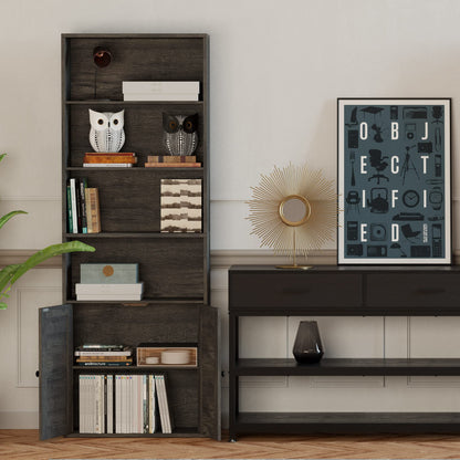 IRONCK Industrial Bookshelves and Bookcases with Doors Floor Standing 6 Shelf Display Storage Shelves 70 in Tall Bookcase for Home Office, Living Room