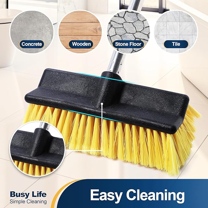 Yocada Deck Brush with 4-Section Extendable Handle Floor Scrub Brush Soft