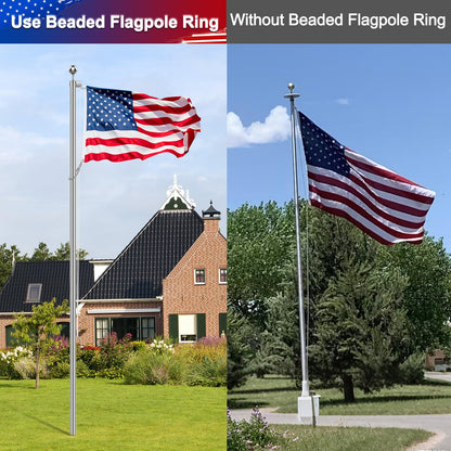 Lechansen Flag Pole Accessories Parts, Heavy-Duty Beaded Retainer Ring with Spinners, Flag Weights for Wind, Stainless Steel Flagpole Beads & Parts Kit - Secure Your Flag for Outdoor Display
