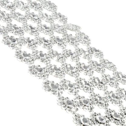 Mandala Crafts Flower Pattern 4 in 10 Yds Silver Bling Wrap Rhinestone Mesh Ribbon – Crystal Diamond Wrap Rhinestone Strips Roll for Crafts Wedding Event Decoration