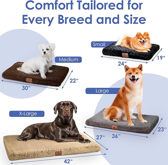 American Kennel Club Orthopedic Memory Foam Dog Crate Mat, Egg Crate Foam Cushion, Washable Cover, Non-Slip Base, Eases Joint Pain, Breathable, Durable, 36x23, Gray