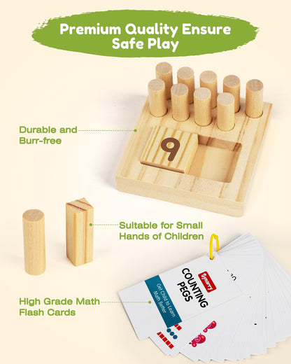 SYNARRY Wooden Counting Peg Boards - Montessori Math Manipulatives for Kindergarten Learning Activities, Number Addition and Subtraction Game, Easter Basket Stuffer Gift for Kid Ages 3-8