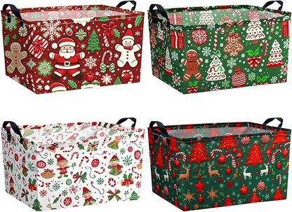 4 Pack Christmas Storage Bin Collapsible Large Christmas Storage Baskets