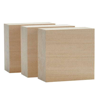 Basswood Carving Blocks Large 4x4x2 inch Wood Blanks DIY Wood Signs for Crafts by Craftiff