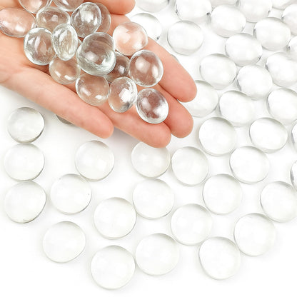 ARSUK Flat Glass Marbles, (2 LBS) Clear Glass Beads for Vases Fillers Decorative Stones, Gems, Fish Tank Rocks, Table Scatter, Glass Pebbles for Vases, Centerpieces Wedding Décor (200pcs,0.7–0.8")