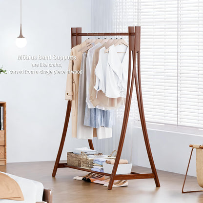 LEMODOR Wooden Retail Display Hanging Clothes Rack with Storage Shelf, 52" W x 57" H Freestanding Heavy Duty Clothing Drying Garment Rack for Hanging Clothes, Coat, Dress, Shirt, Hat