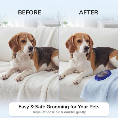 Pets&Goods Rubber Grooming Brush for Dogs & Cats - Gentle Deshedding Bath Brush for Short & Medium Hair - Soft Bristles, Anti-Slip Grip, Easy to Clean