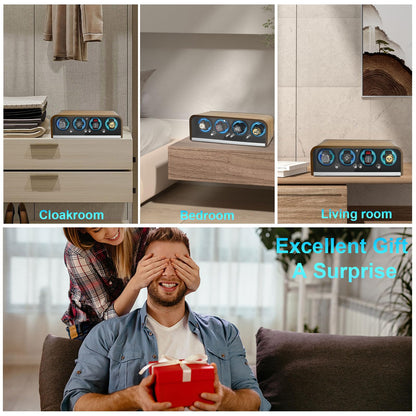 Watch Winder for Automatic Watches, Watch Winders 4 Slot for Rolex, 4 Rotation Mode Setting & Blue LED Light, Walnut Grain Design with Super Quiet Motor, Gift for Man-Brown
