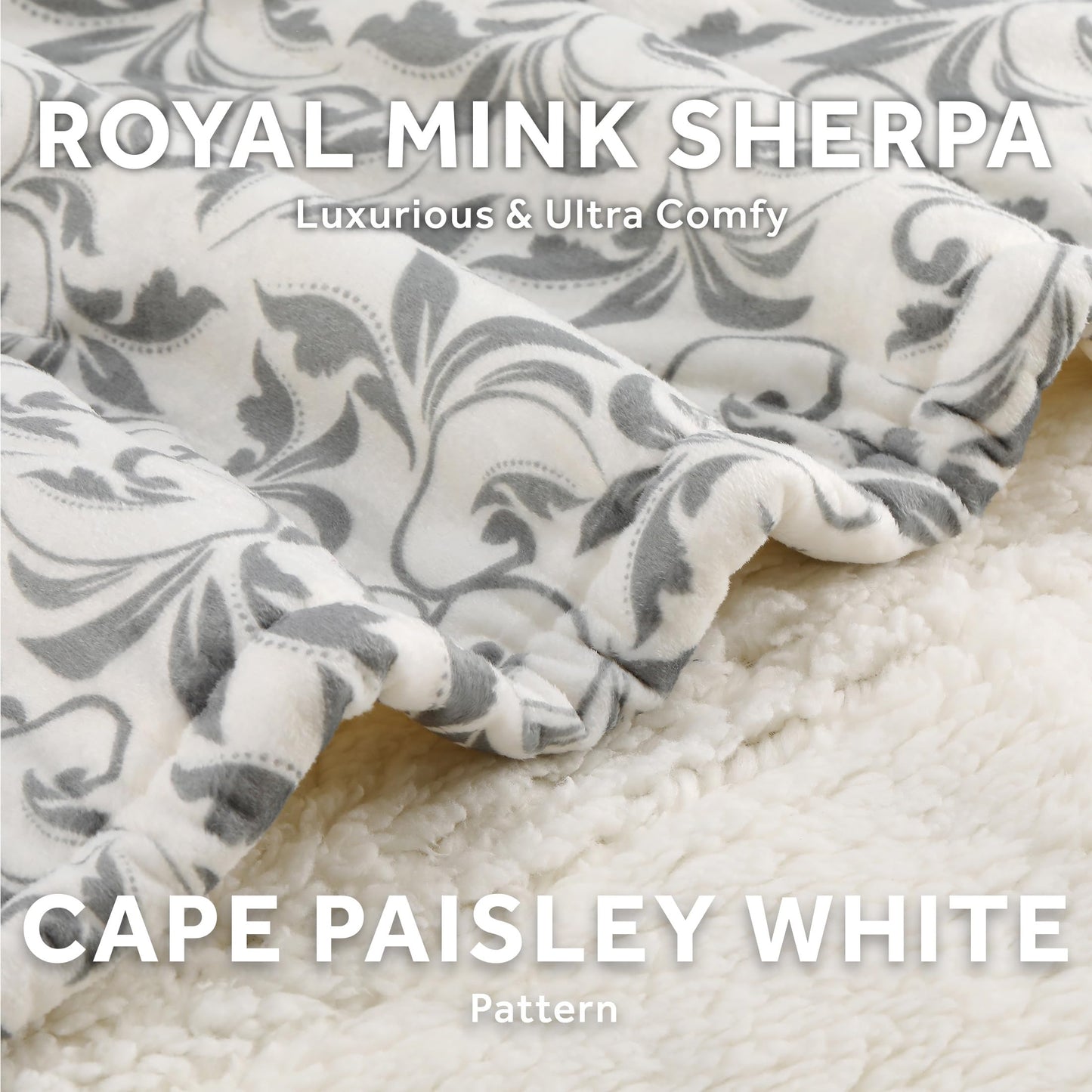 Sunbeam Electric Throw Royal Mink Sherpa Heated Blanket, 4 Heat Settings, 4-Hour Auto Shut-Off, Fast Heating, Luxurious and Ultra Comfy, Night Fog Color, 50" x 60"