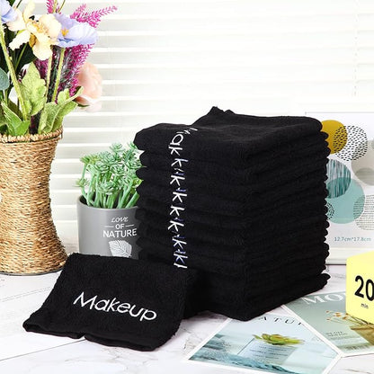 Panelee 12 Pcs Makeup Washcloths Bulk 13 Inch Black Makeup Towels Cotton Face