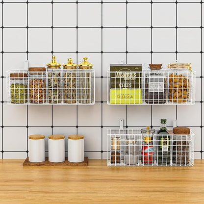 Joben Oligey 3 Set Hanging Wall Wire Baskets, Farmhouse Food Storage Kitchen