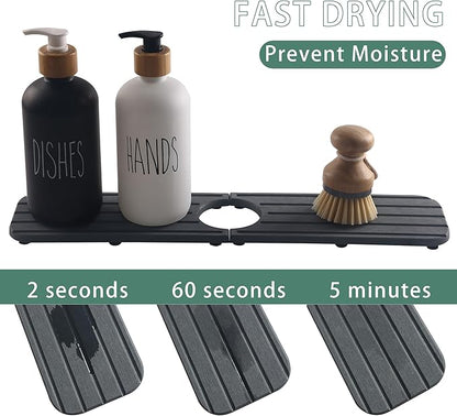 17inch x 4inch Kitchen Sink Faucet Mat, Water Absorbing Stone Faucet Splash