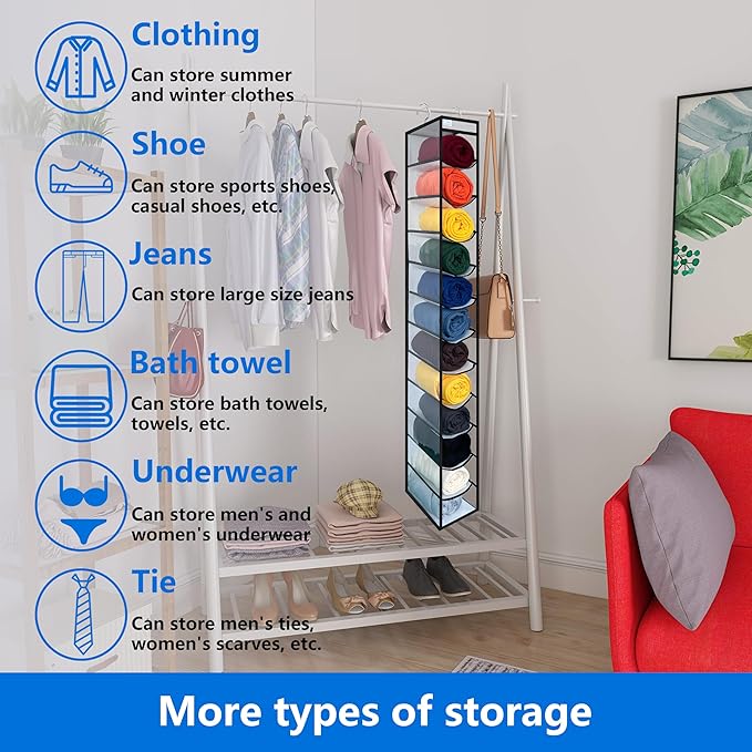 Closet Organization, 12 Section, Hanging Closet Organizer, Space Saving