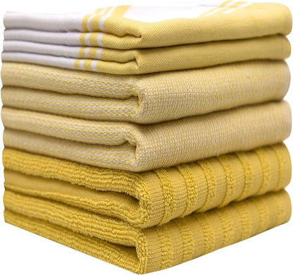 Premium Kitchen Towels | Large Cotton Dish Towels | Flat & Terry Highly