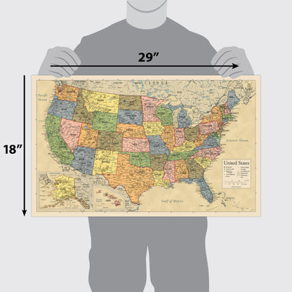 2 Pack - Laminated World Map & US Map Poster Set - Wall Chart Map of the World & United States - Made in the USA [Yellow]