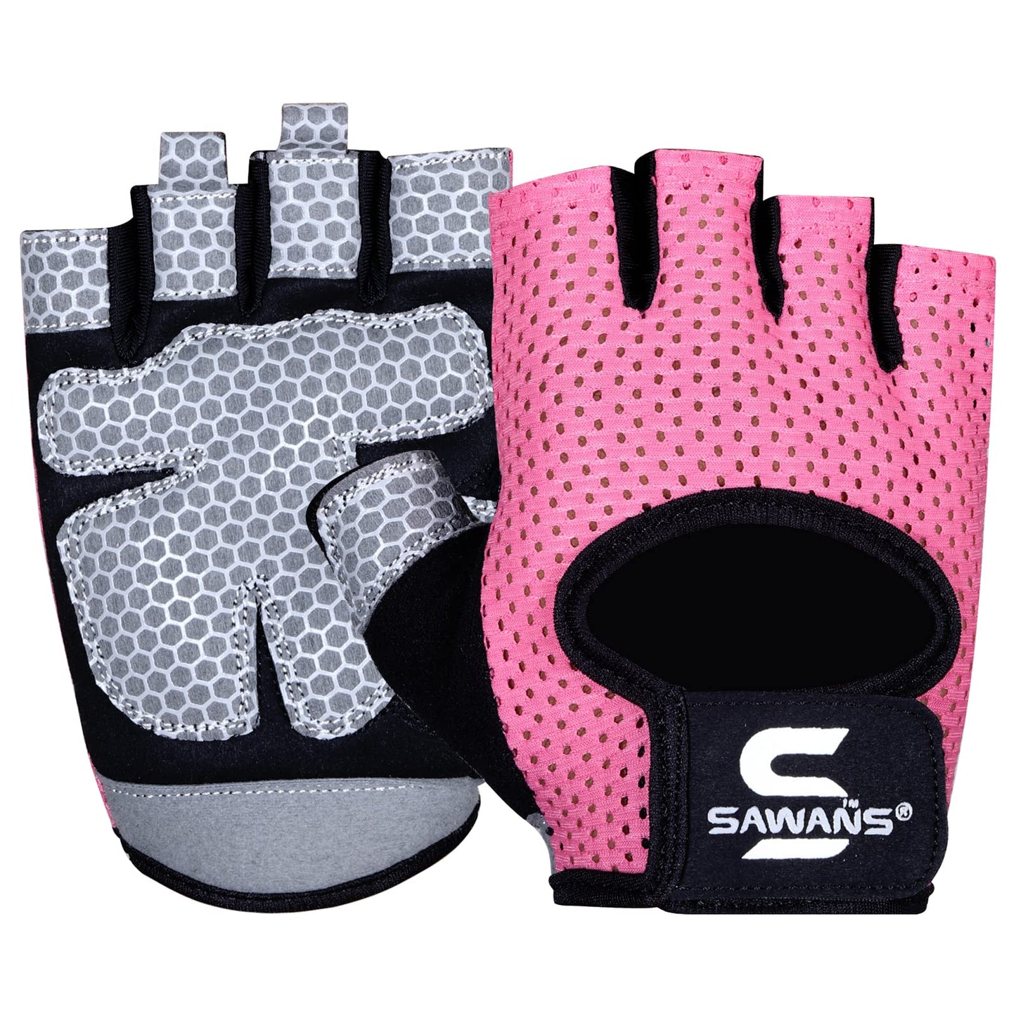 SAWANS Workout Gloves for Men and Women Weight Lifting Gloves Gym Fitness Exercise Cycling Pull ups Microfiber Lightweight Breathable Non-Slip Silicone Padded Palm Grip Protection