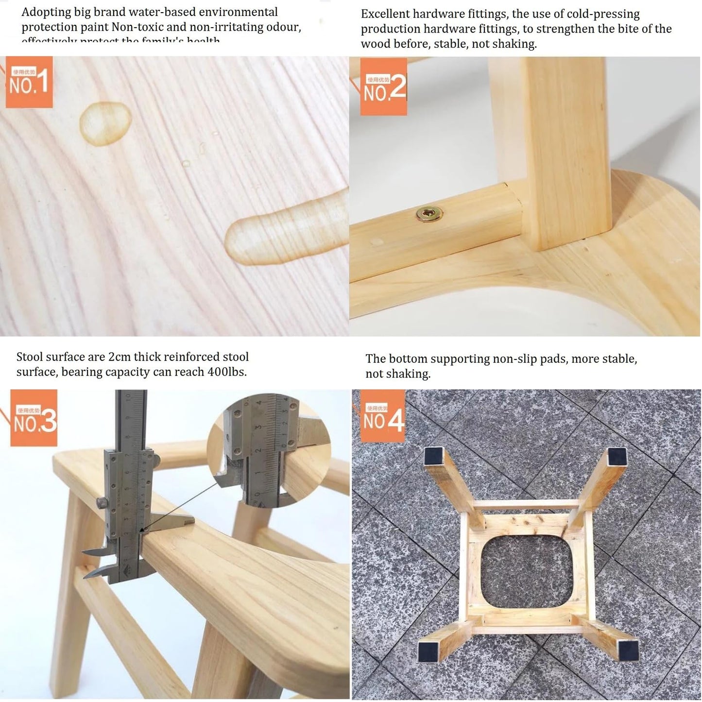 MOGUOBIN Wooden Steam Seat with Four Legs,Yoni Steam Chair,Yoni Steam Pot,Three-Dimensional Toilet,Heavy Bathroom Anti-Skid Shower Stool,Steaming Chair V Steam at Home Attachment 15.7" H (No Steamer)