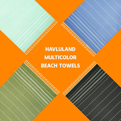 HAVLULAND Turkish Beach Towels, Oversized 40"x72" Turkish Bath Towel, Highly Absorbent Quick Dry Sand Free Beach Towels for Beach Pool Spa Gym Yoga Travel Camping Picnic Blanket - Pistachio