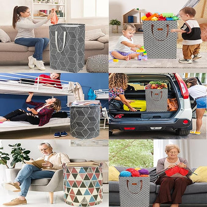 Waterproof Laundry Hamper Collapsible Laundry Basket Leather Handle Laundry Bag