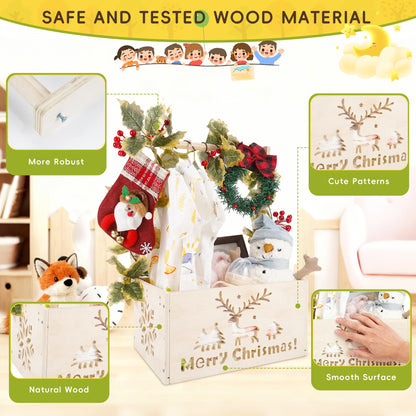 XIANMEI Wooden Baby Shower Crate Closet, Shower Basket with Artificial Vines & Garland, Perfect Gifts for Newborn, Pregnancy New Parent