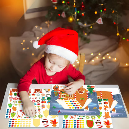LINAYE 36PCS Make A Gingerbread House Stickers, Christmas Crafts Activities & Games, Party Favors for Kids 18 Finished Products