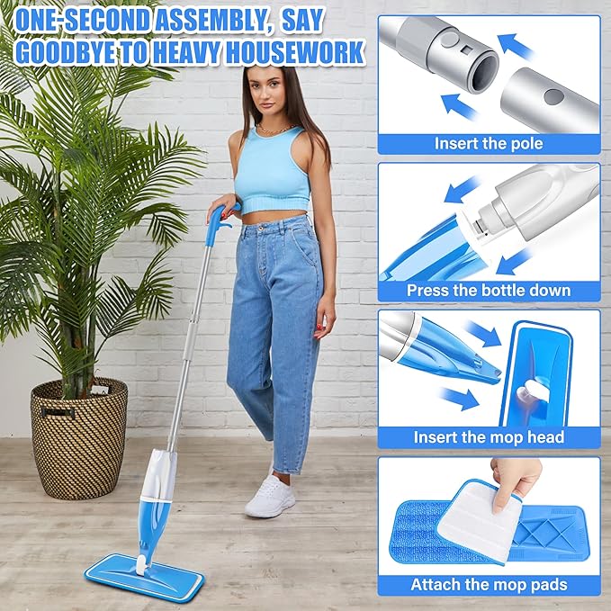 Spray Mop for Hardwood Floors Cleaning: Microfiber Wet Dry Floor Mops