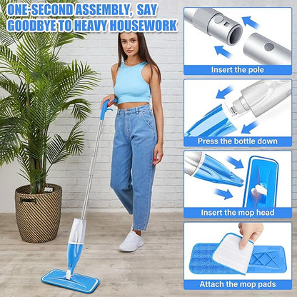 Spray Mop for Hardwood Floors Cleaning: Microfiber Wet Dry Floor Mops