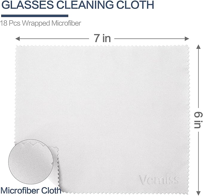 Vemiss 6 Pack Microfiber Glasses Cleaning Cloth, Wipes Lens Eyeglasses & Screens
