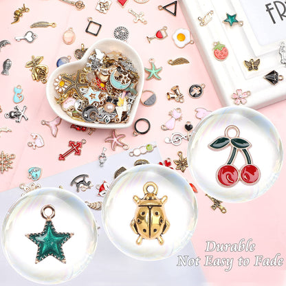 SANNIX 500Pcs Charms Bulk Wholesale Assorted Gold Plated Enamel Pendants Earring for Bracelet Necklace DIY Jewelry Making Craft Supplies