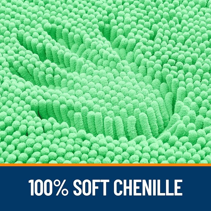 OLANLY Small Bathroom Rugs 24x16, Extra Soft Absorbent Chenille Bath Rugs, Rubber Backing Quick Dry, Machine Washable Bath Mats for Bathroom Floor, Tub and Shower, Home Decor Accessories, Mint Green