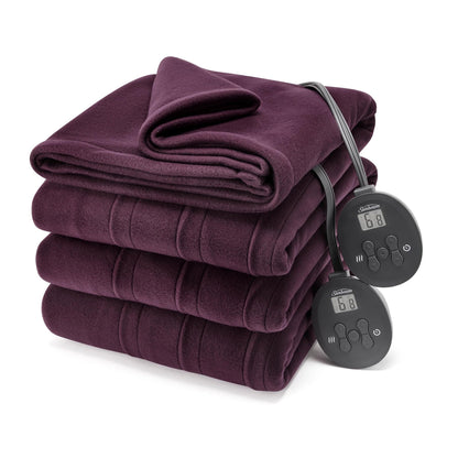 Sunbeam Royal Ultra Fleece Heated Electric Blanket King Size, 90" x 100", 12 Heat Settings, 12-Hour Auto Shut-Off, Machine Washable, Pebble Beige