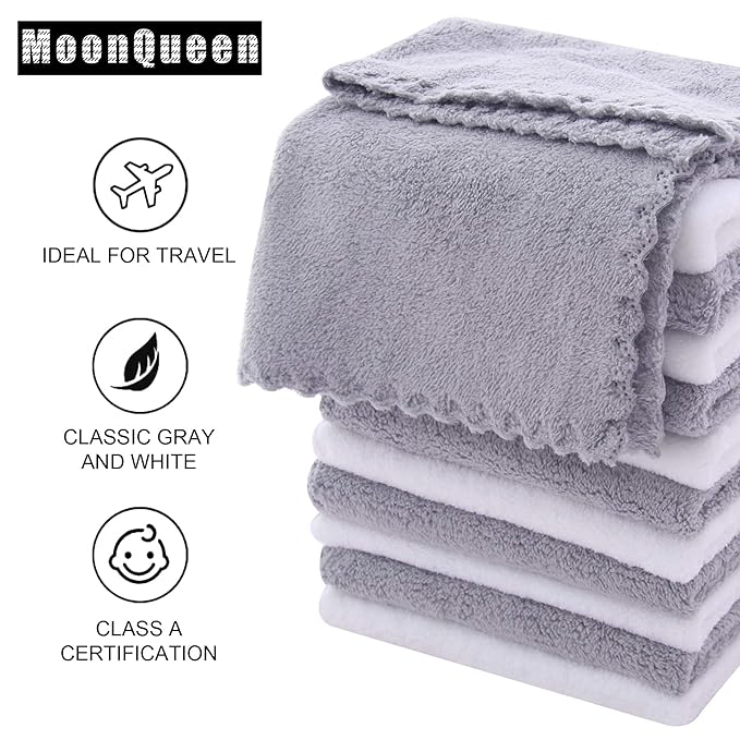 MOONQUEEN Microfiber Facial Cloths Fast Drying Washcloth 24 Pack