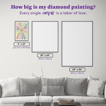 DIAMOND ART CLUB Sun Rays - Pastel Diamond Painting Kit, Fun DIY Crafts for Adults, Round Diamond Art Canvas, 9" x 14" (22.7 cm x 35.9 cm)