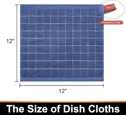 Mordimy 100% Cotton Terry Cloth Dish Cloths, Soft and Absorbent Checkered Dish