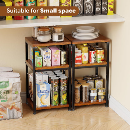 Ekisemio 3-Tier Side Table – End Table Nightstand for Small Spaces & Living Room, Rustic Brown