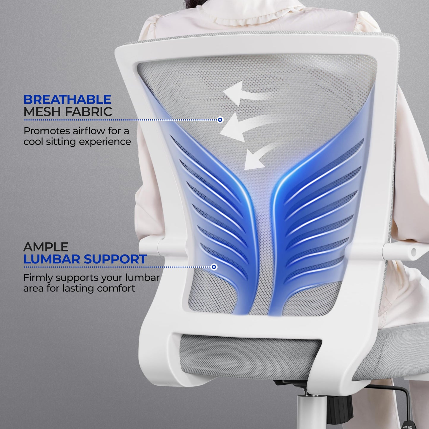Yaheetech Office Chair Mesh Desk Chair Computer Chair Gaming Chair Adjustable Comfy Chair Swivel Ergonomic Chair for Home Office/Work/Study, Light Gray