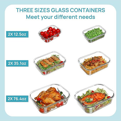 Vtopmart 2.26L/76oz Extra Large Glass Food Storage Containers