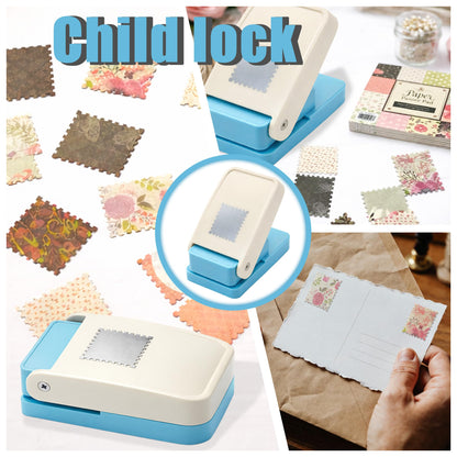 1.5x1.25 Inch Big Stamp Puncher, Rectangular Craft Punch Handheld Lever Punch for Scrapbooking, DIY Cards, Paper Crafting, and Postage Stamp Designs
