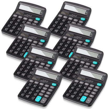 Konohan 8 Pack Calculator Bulk, 12 Digits Calculators Desktop Solar and Battery Dual Power Large LCD Display and Sensitive Butto Handheld for Office, School, Home(Black)
