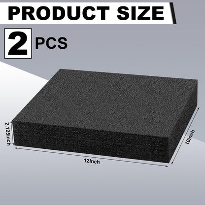 Frienda 2 Pcs Polyethylene Foam Sheet Polyethylene Insert Cuttable Packing Block Foam Padding for Toolbox Storage and Crafts (12" X 10" X 2.125",Black)