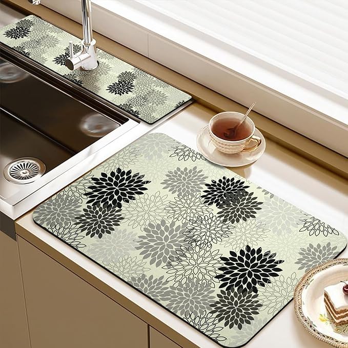 24.5" x 15.5" Dish Drying Mat & 24" x 5.5" Sink Splash Guard, Super Absorbent