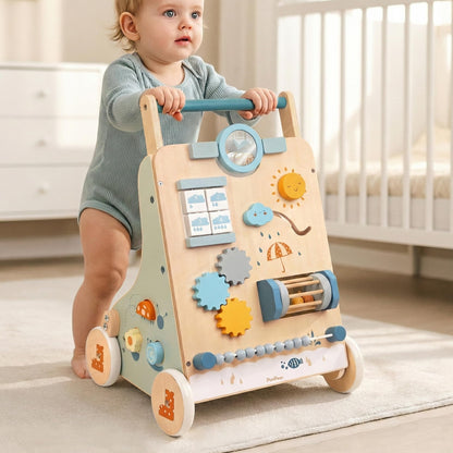 PairPear Wooden Baby Walker, Baby Activity Push Walker Toys
