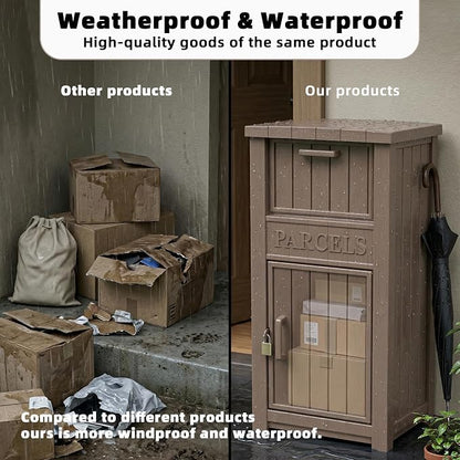 EFU Package Delivery Boxes for Outside, Lockable Anti-Theft Waterproof Delivery Boxes for Outside, Secure Parcel Drop Boxes for Porch & Curbside & House, Outdoor Package Box for Deliveries (Gray)