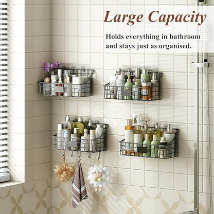 Hanging Wall Wire Basket-4Pack, Large Metal Organizer Baskets & Bathroom Shower