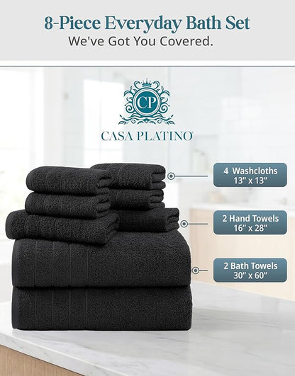 Casa Platino 100% Cotton Bath Towel Pack of 8