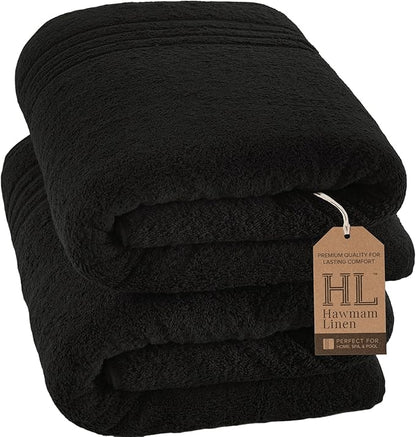 Hawmam Linen Jumbo Large Bath Sheets Towels 2 Pack Soft and Absorbent