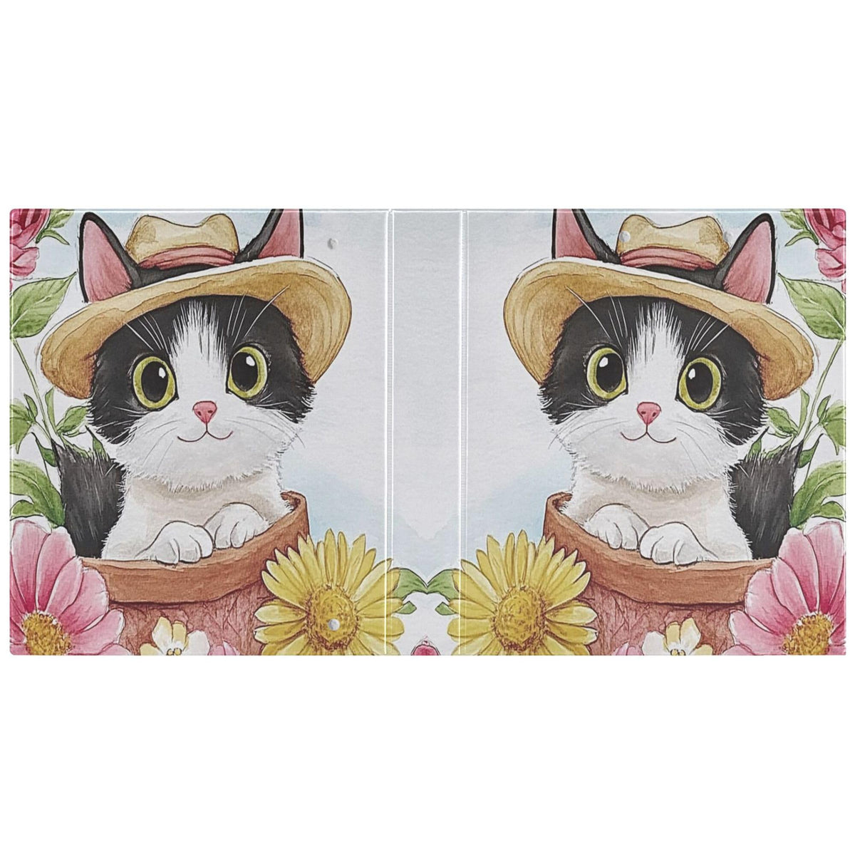 Cat Round Ring Binders 1.5 Inch Sunflower 3 Ring Clipboard Binder for Office School Work Supplies File Folder Document 200 Sheet Capacity Easy Open