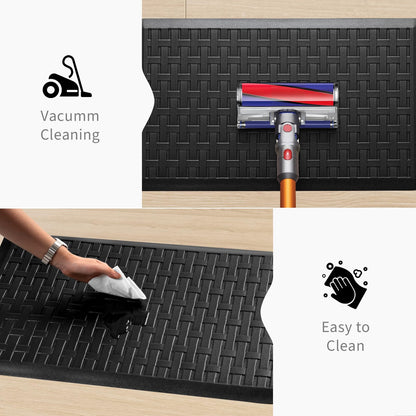 2PCS UKISS Kitchen Rugs, Cushioned Anti Fatigue Kitchen Mats for Floor, Waterproof Kitchen Rug，Non-Slip Comfort Standing Mat for Kitchen (Black, 17.3"x28"+17.3"x28")